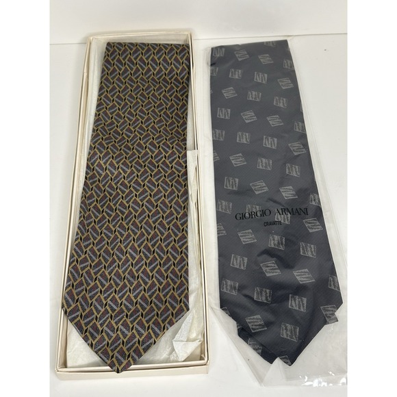Giorgio Armani, Men's Neckties, Lot Of 2, Multicolor/Pattern - Picture 1 of 6